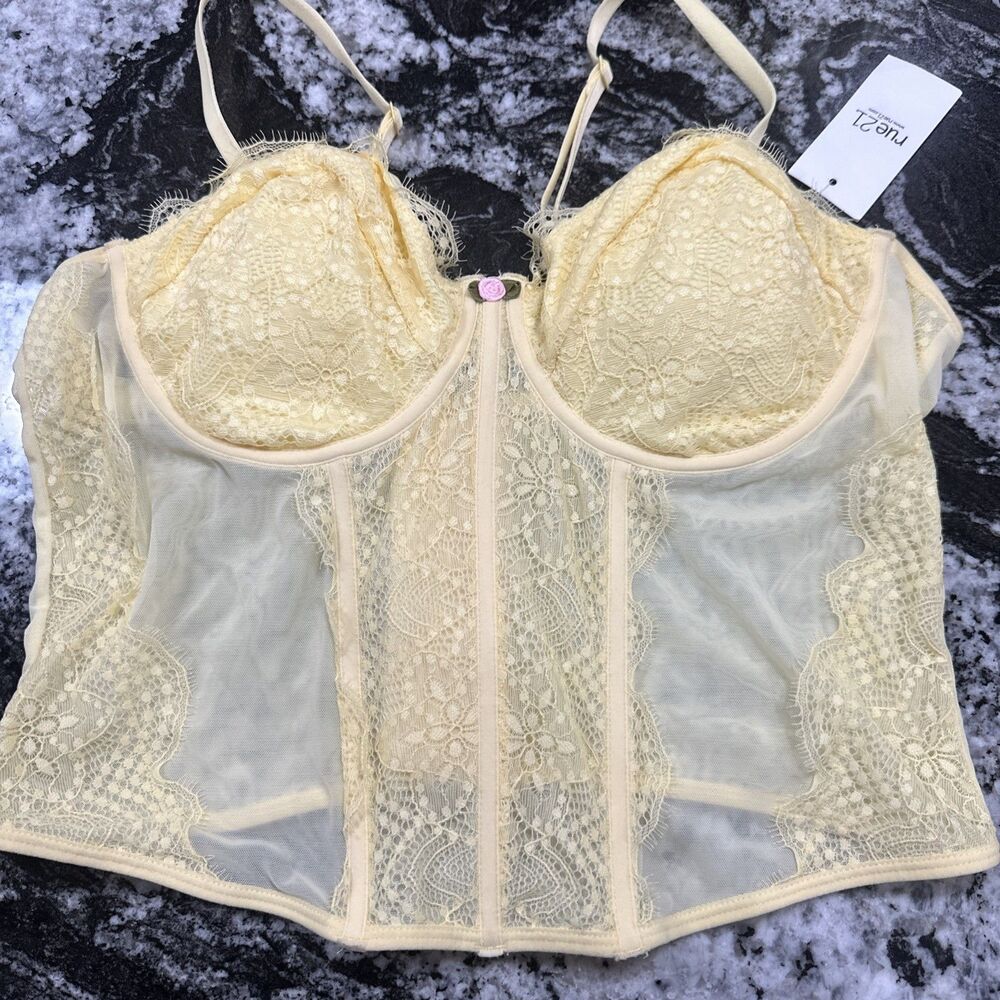 NWT Rue 21 Lace Cropped Cami Corset Bustier Bra Top Women’s Size XL CottageCore
